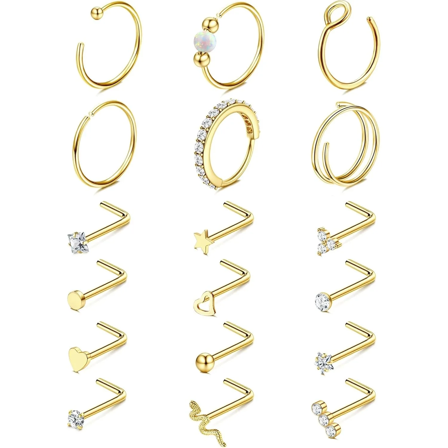 14k Solid Gold Nose Stud — 20G