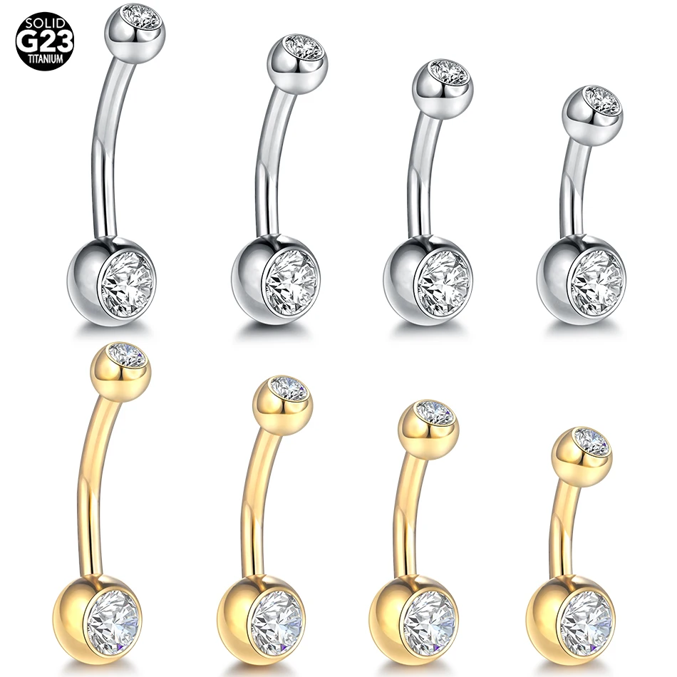 Titanium Belly Ring Plain â€” 14G Gold