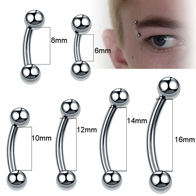 Titanium Eyebrow Barbell — 16G Curved