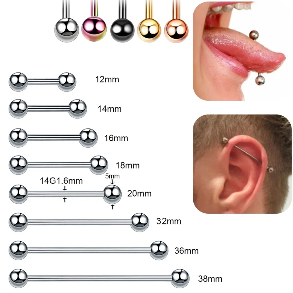 Titanium Industrial Barbell — 14G 38mm